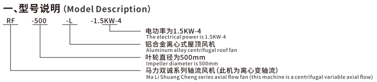 RF-L型全铝制离心式屋顶风机型号说明